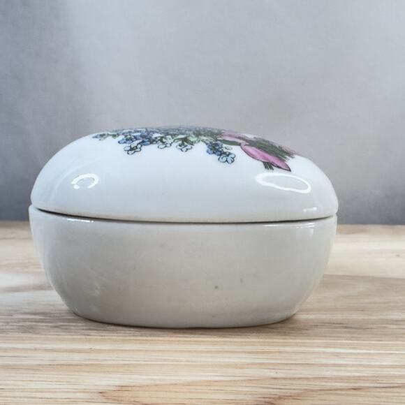 Vintage Takahgshi Trinket Box Forget Me Not Porcelain San Francisco 2.5" x 2" - Picture 10 of 13